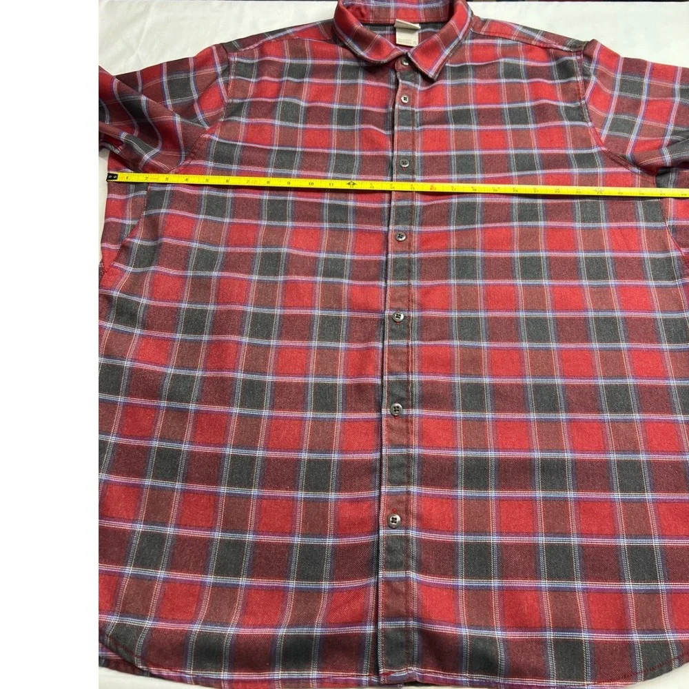 The North Face Plaid Flannel Shirt Mens XXL‎ Red Grey Long Sleeve Button Up C19